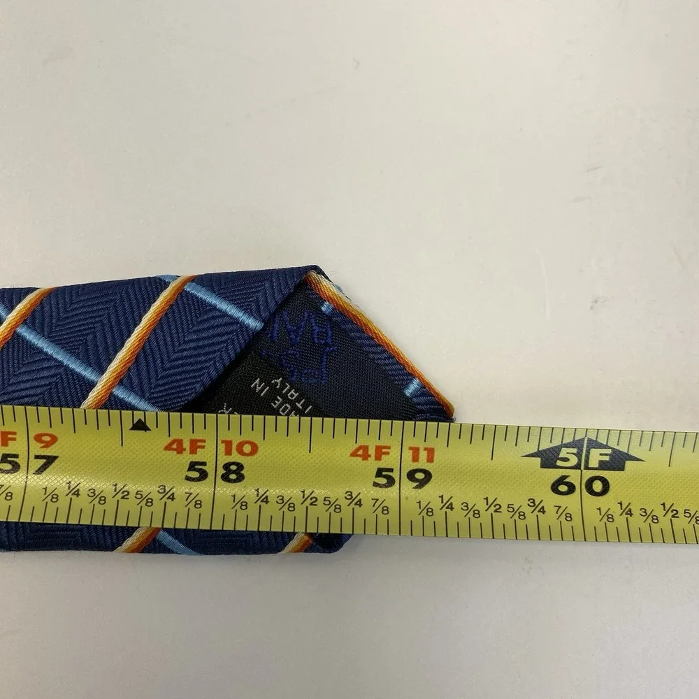 Jos.A.‎ Bank 100% Silk Plaid Pattern Made In Italy Tie. Blue Yellow Red